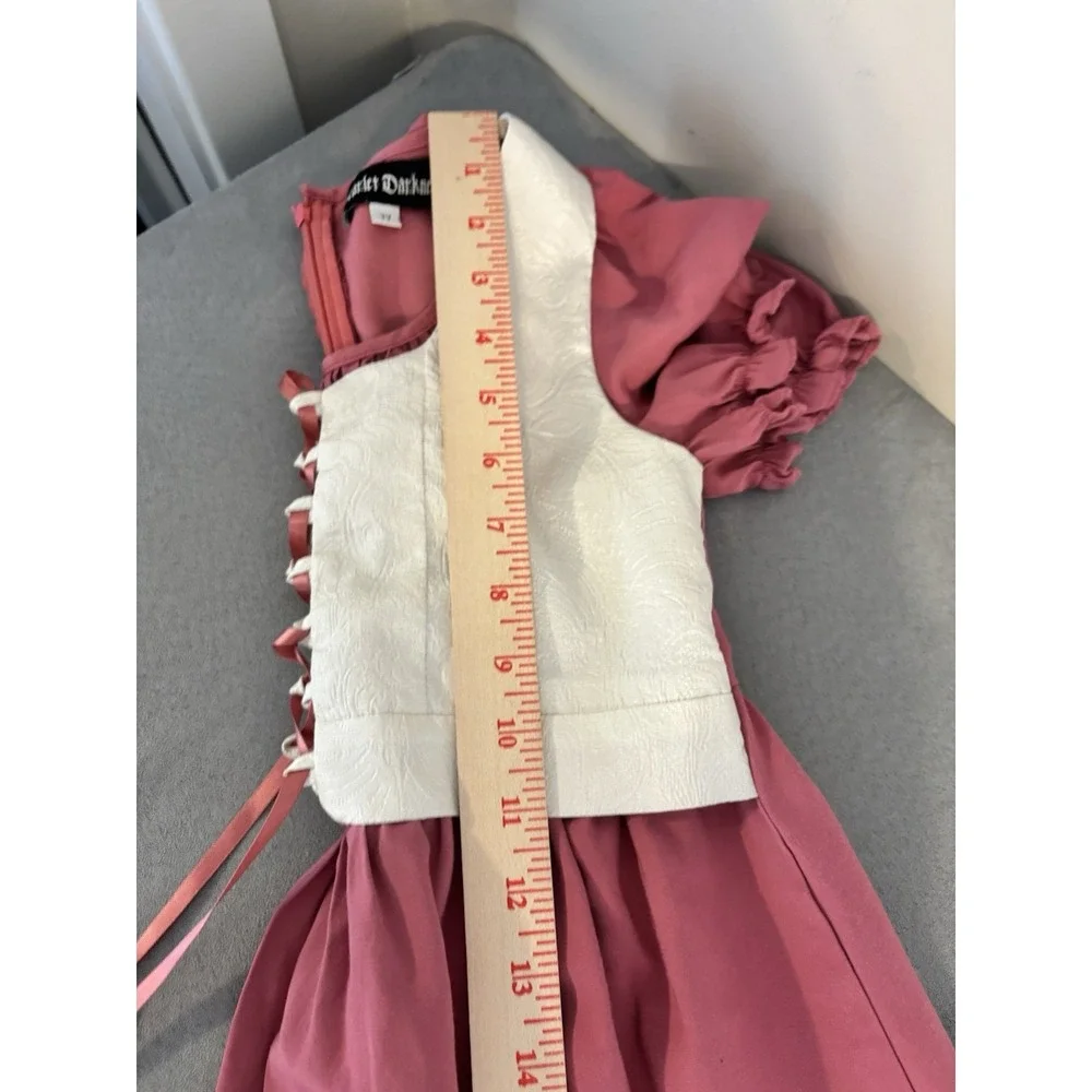 Scarlet Darkness Girls RenFaire Lace-Up Dress 7 Pink Dirndl Oktoberfest Costume